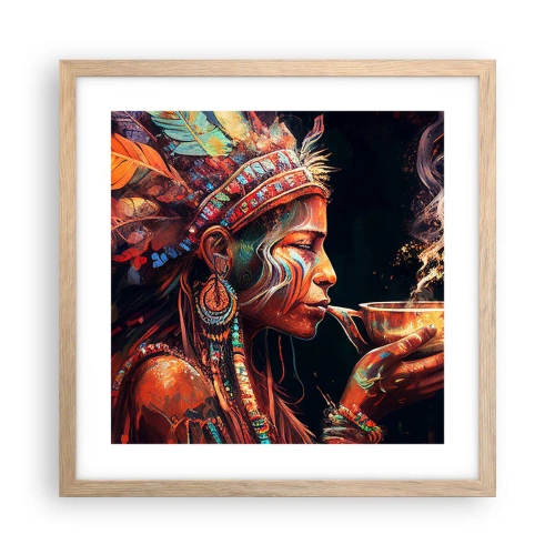 Pôster com moldura de carvalho claro - Ritual mágico - 40x40 cm