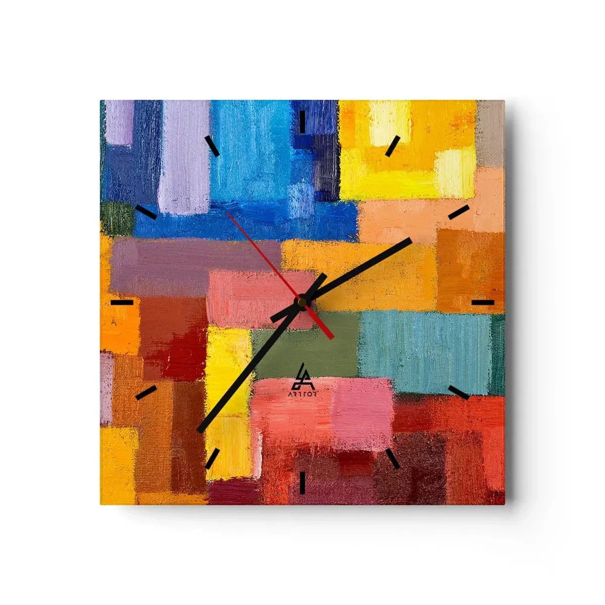 Relógio de parede - Relógio em vidro - Cada um diferente, todos coloridos - 30x30 cm