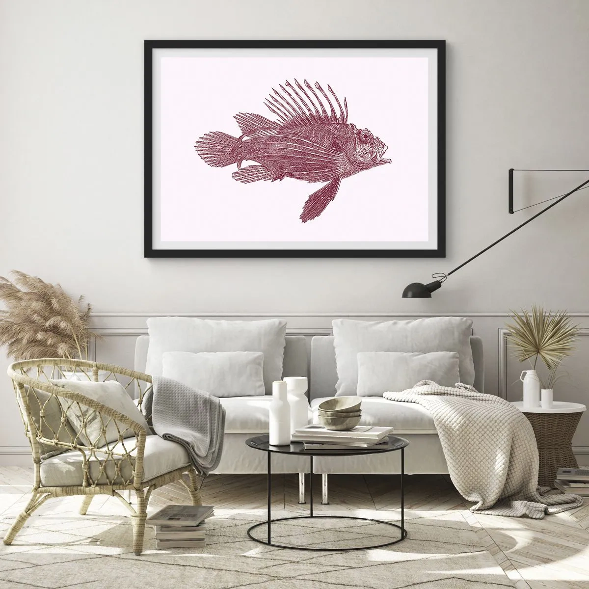 Pôster com moldura preta - Um habitante de águas exóticas - 70x50 cm