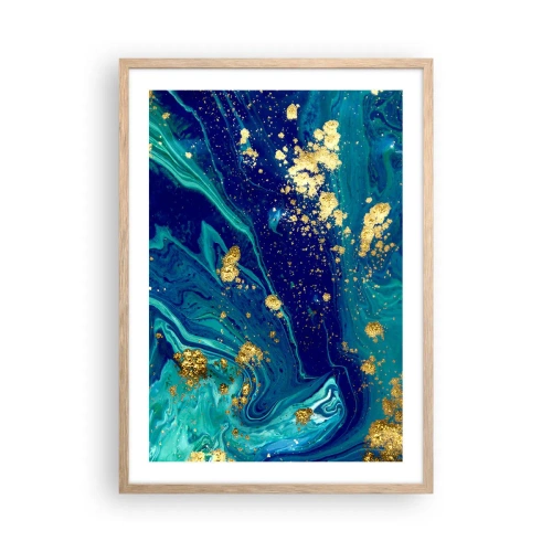 Pôster com moldura de carvalho claro - Flocos de sol  - 50x70 cm