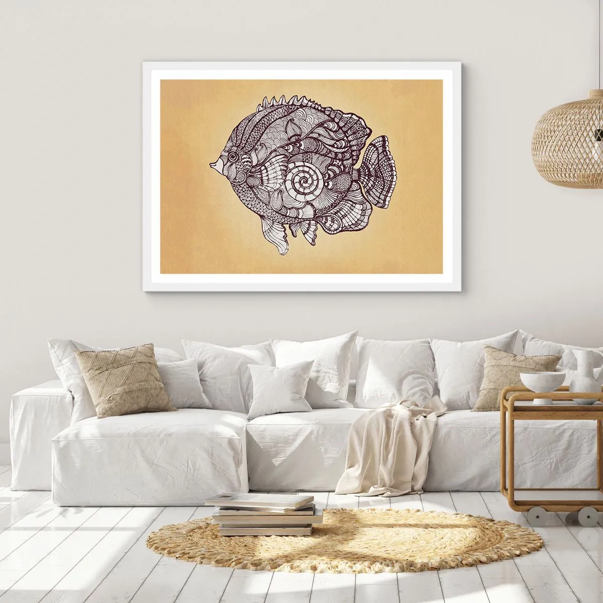 Pôster em moldura branca - De um oceano de enfeites - 91x61 cm