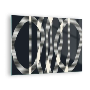 Quadro em vidro - Linhas geométricas em tons de preto e bege - 70x50cm - Uma tentativa de quebrar a escuridão - Decoração de parede moderna para a sala de estar e quarto ARTTOR