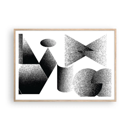 Pôster com moldura de carvalho claro - Ângulos e ovais - 100x70 cm