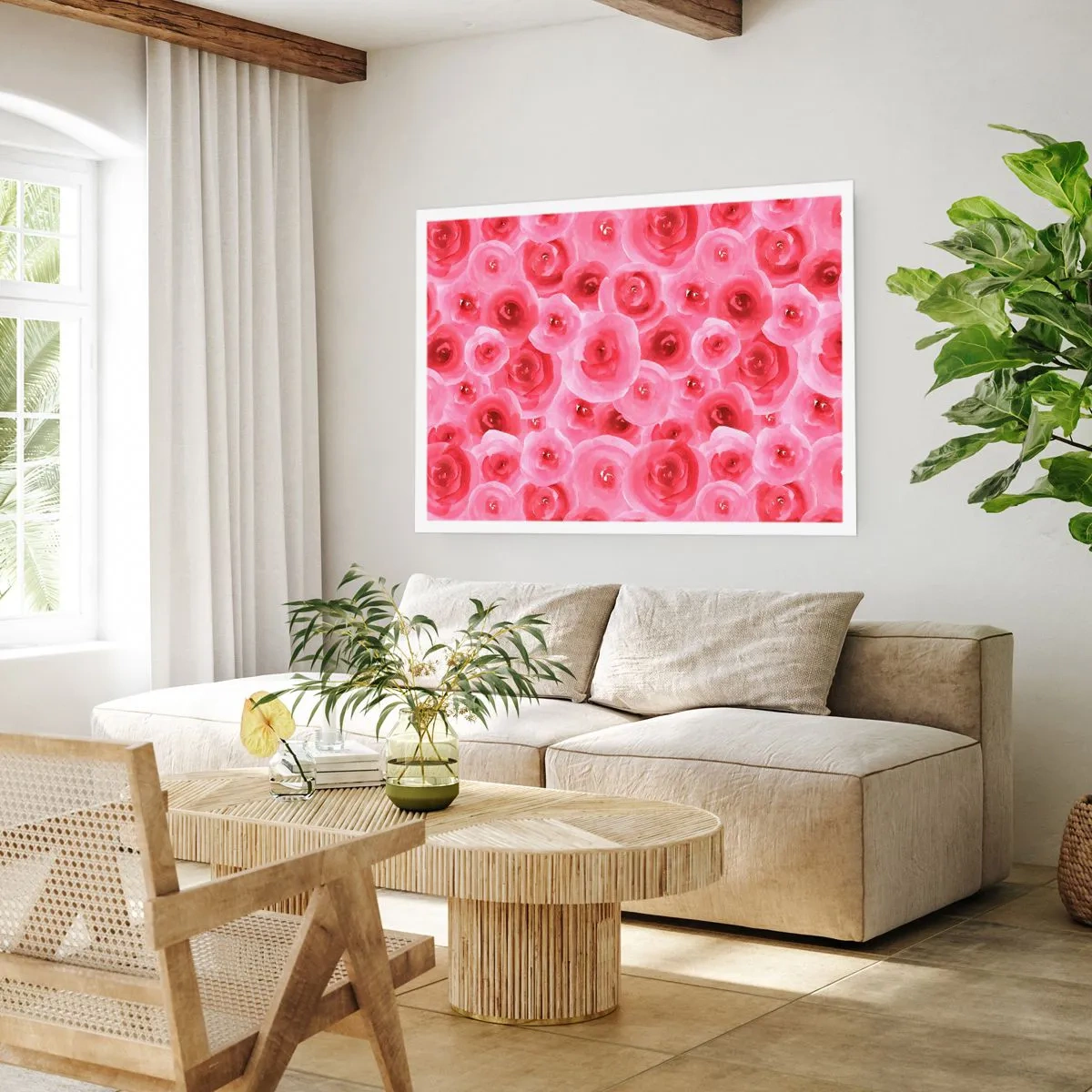 Pôster - Rosas acima e abaixo - 91x61 cm