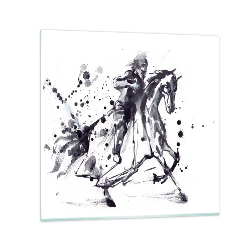 Quadro em vidro - Cavaleiro Negro - 40x40 cm