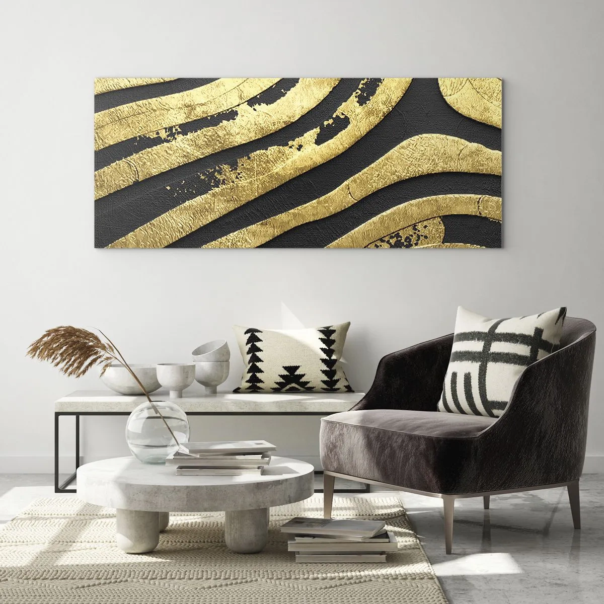 Quadro em vidro - Tudo flui - 90x30 cm