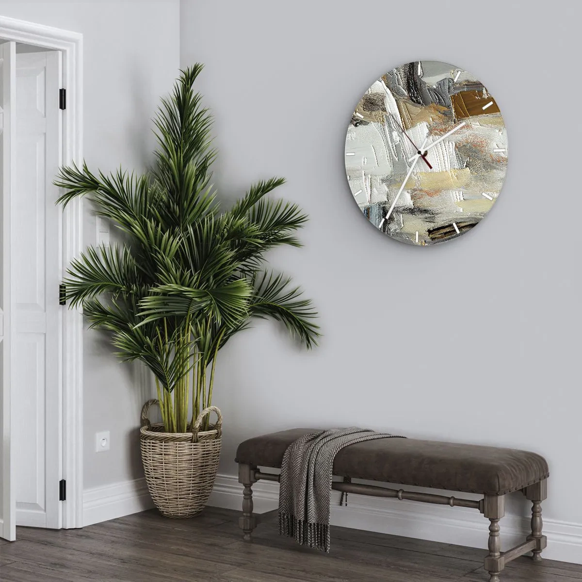 Relógio de parede - Relógio em vidro - Camadas coloridas - 40x40 cm