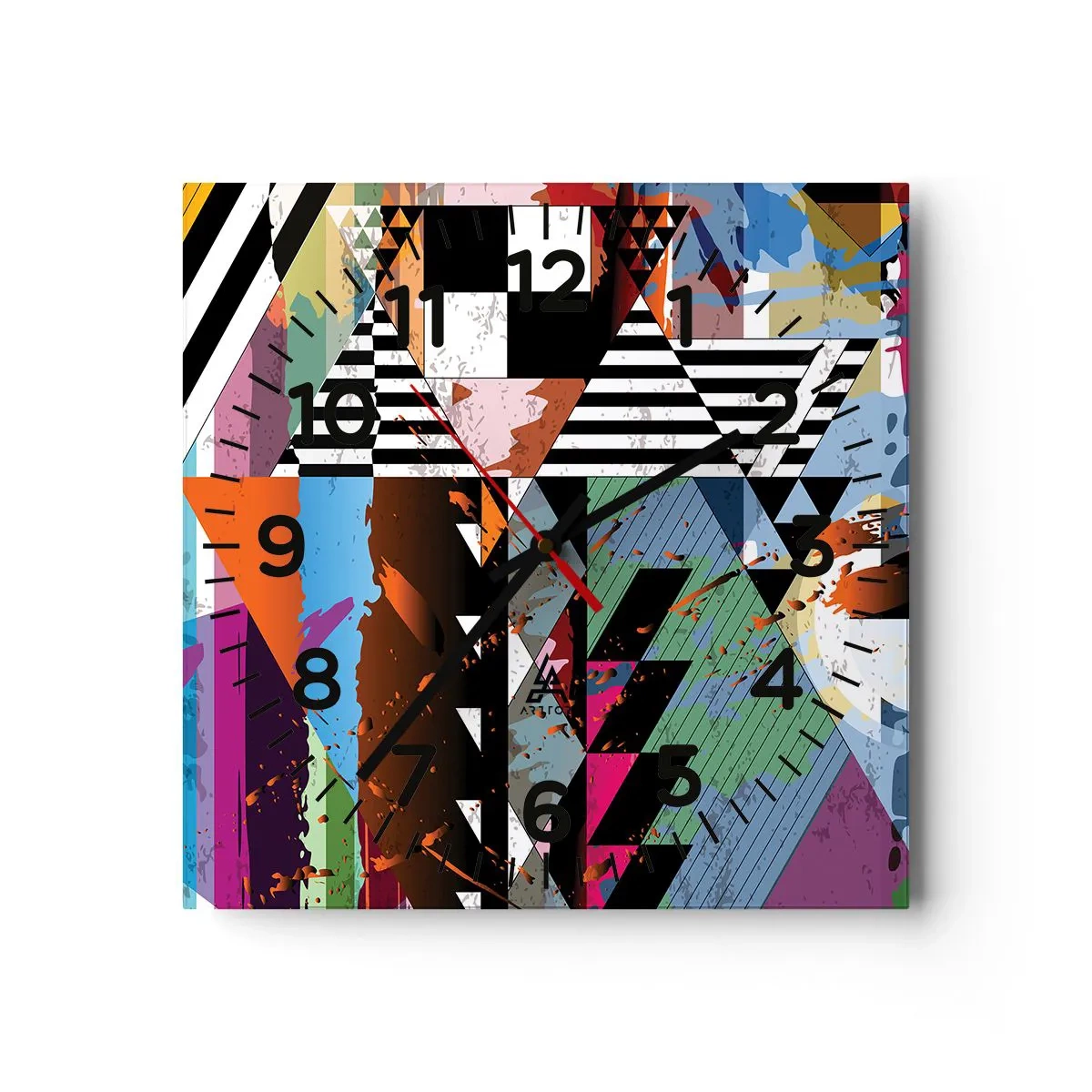 Relógio de parede - Relógio em vidro - Geométrica e organicamente - 30x30 cm