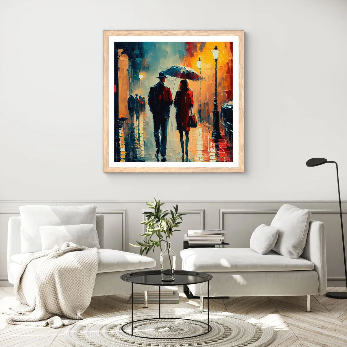 Pôster com moldura de carvalho claro - História de amor urbano - 30x30 cm