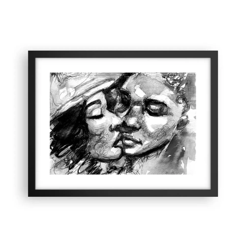 Pôster com moldura preta - Um momento de ternura - 40x30 cm