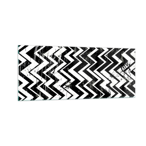 Quadro em vidro - Zig-branco, zag-preto - 100x40 cm