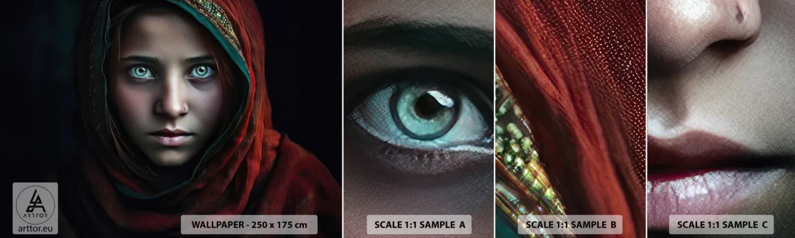 Amostra de Papel de Parede Standard Eco - Princesa oriental - Garota, Retrato, Paquistão - 100x30 cm