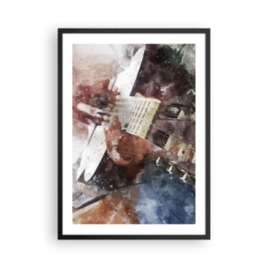 Pôster com moldura preta - Representação artística de uma guitarra em estilo aquarela - 50x70cm - E o que acha? - Decoração de parede moderna para a sala de estar e quarto ARTTOR