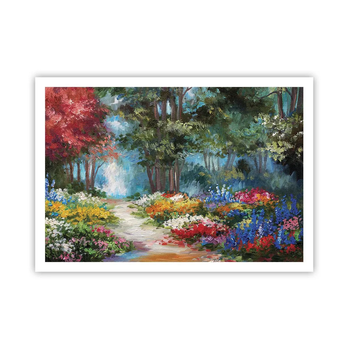Pôster - Jardim florestal, floresta florida - 100x70 cm