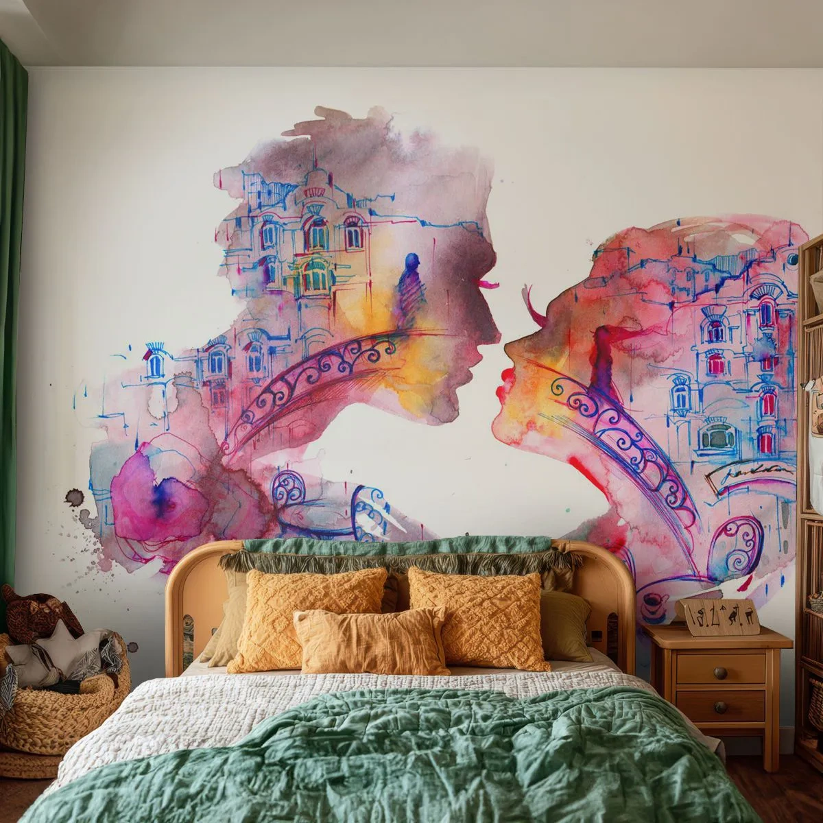 Papel de Parede Autocolante Deluxe Sticker - A ponte secreta dos suspiros - Abstração, Casal apaixonado, Arquitetura - 200x140 cm
