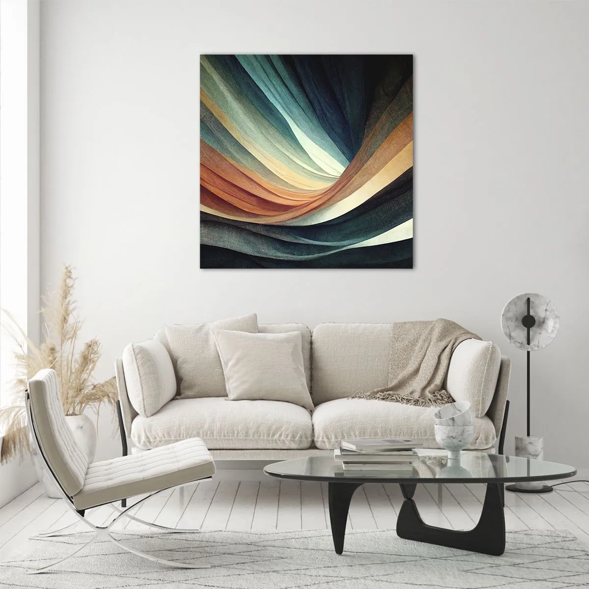 Quadro em vidro - Tecido de cores - 60x60 cm