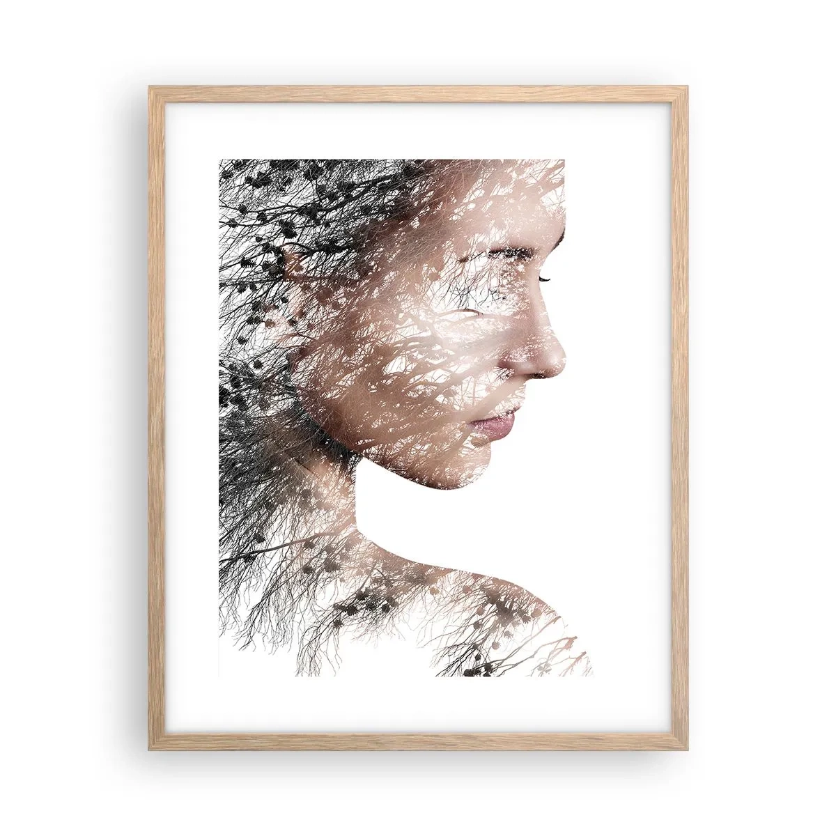 Pôster com moldura de carvalho claro - Espírito da floresta - 40x50 cm