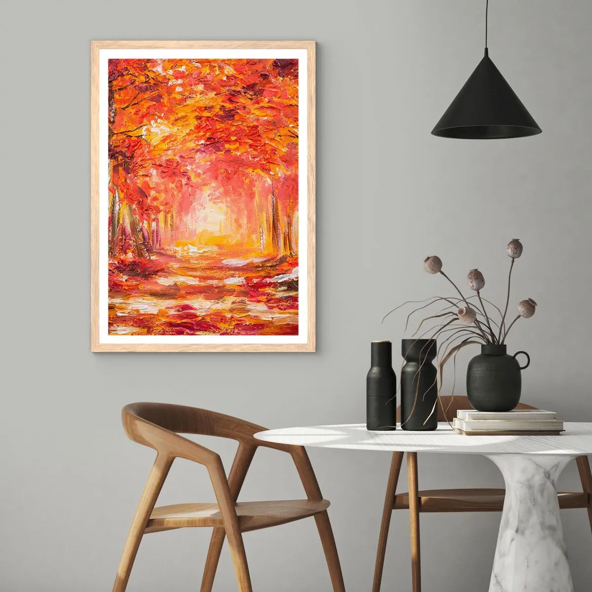 Pôster com moldura de carvalho claro - Floresta de cobre - 61x91 cm