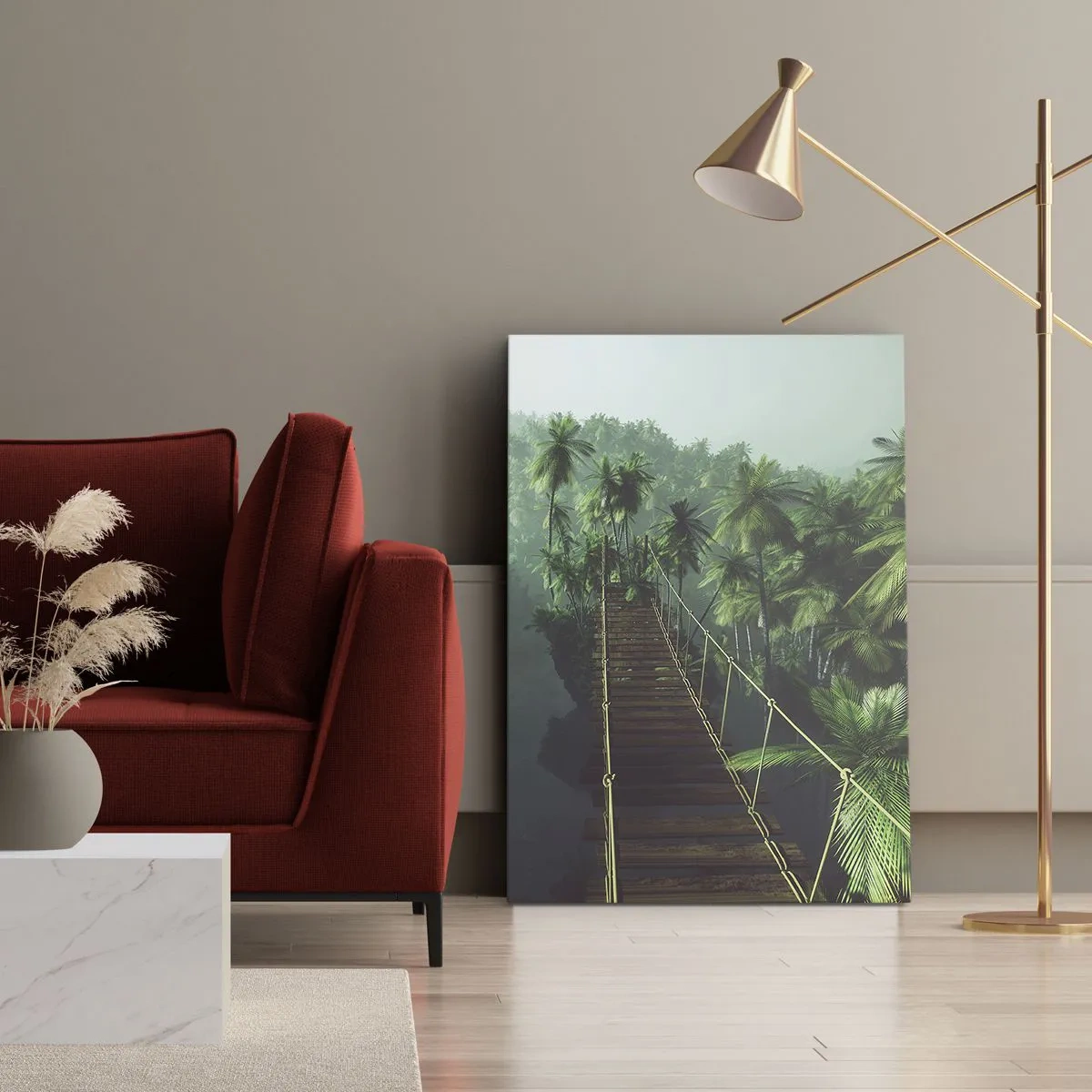 Quadro em tela - Sobre o verde fervente - 55x100 cm