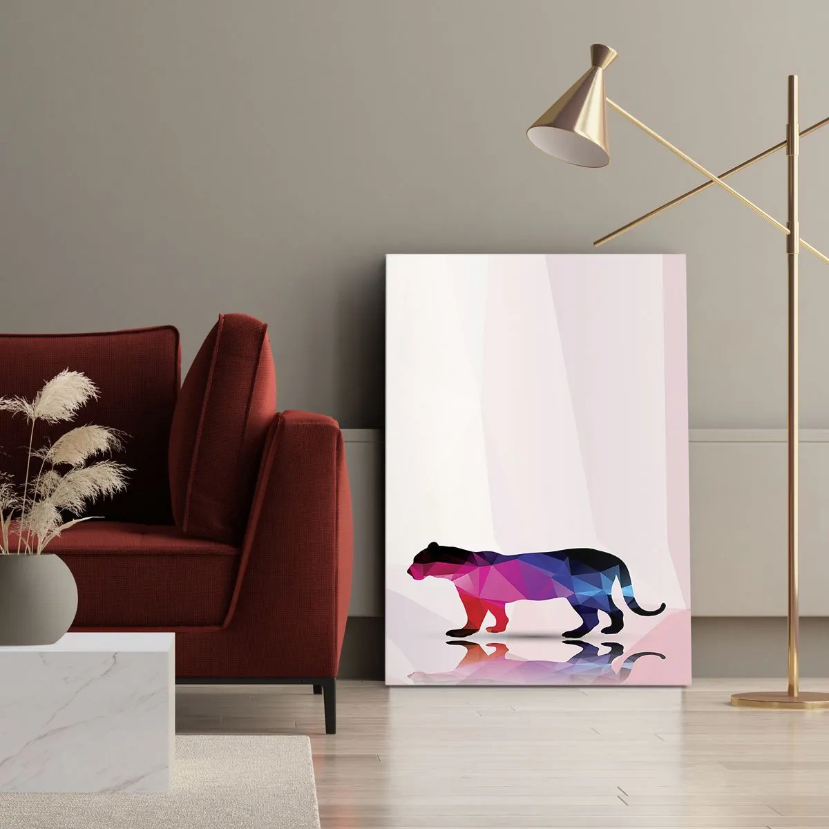 Quadro em tela - A pantera em diamante - 50x70 cm