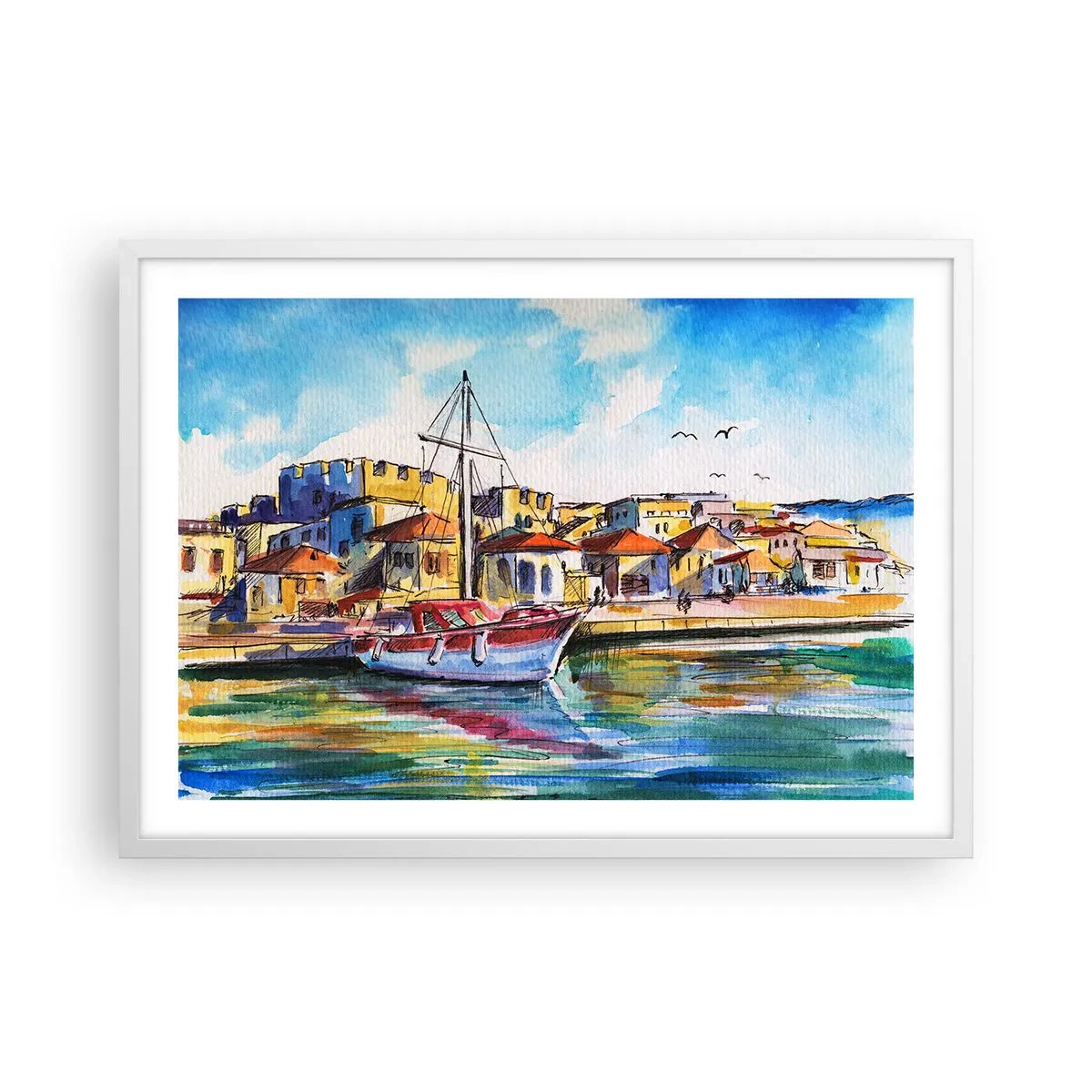 Pôster em moldura branca - Tarde de arco-íris - 70x50 cm