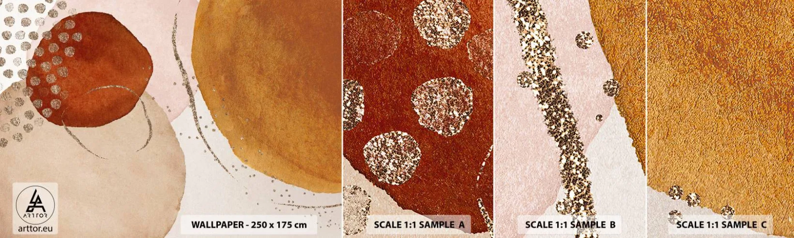 Amostra de Papel de Parede Standard Eco - Redondeza e movimento - Abstração, Pedaço, Padrão Moderno - 100x30 cm