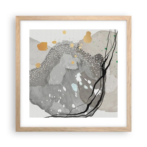 Pôster com moldura de carvalho claro - Composição orgánica - 40x40 cm
