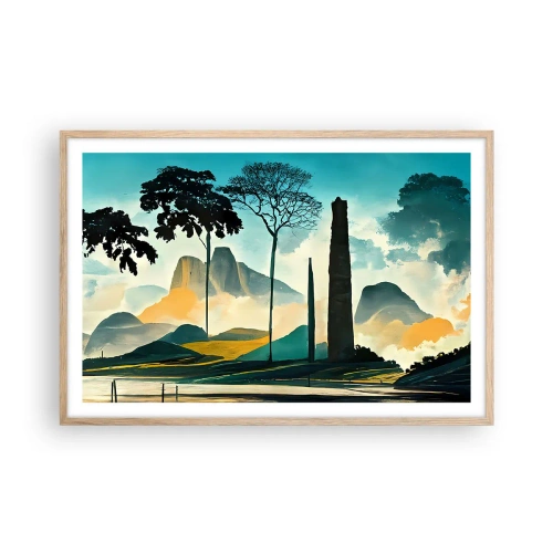 Pôster com moldura de carvalho claro - Cada vez mais alto - 91x61 cm