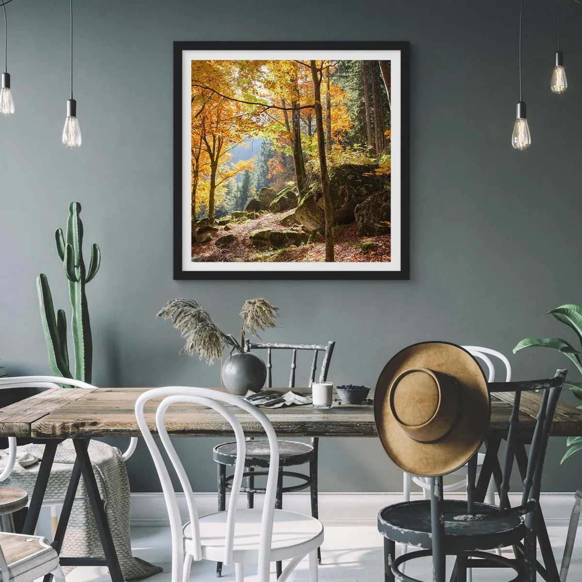 Pôster com moldura preta - Tempo para descansar - 40x40 cm