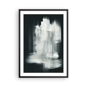 Pôster com moldura preta - Composição abstrata em branco sobre fundo escuro - 50x70cm - Entrelaçado na vertical e horizontal - Decoração de parede moderna para a sala de estar e quarto ARTTOR