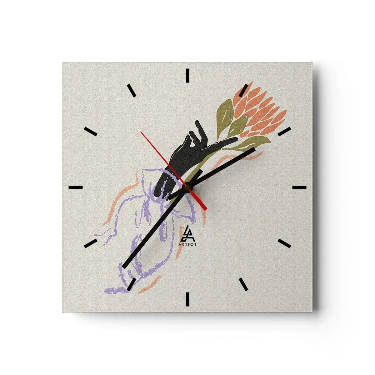 Relógio de parede - Relógio em vidro - Toque fraterno - 30x30 cm