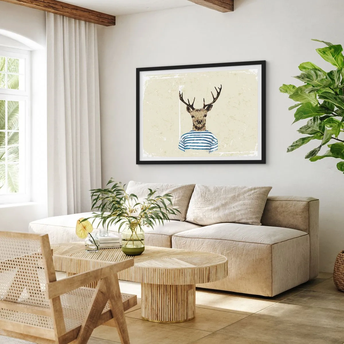 Pôster com moldura preta - Porque eu gosto de camisas listradas! - 70x50 cm