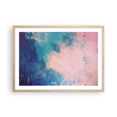 Pôster com moldura de carvalho claro - Abraço azul - 70x50 cm