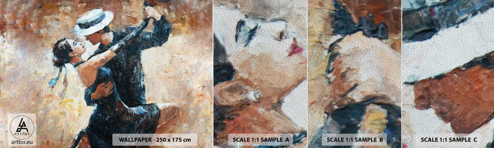 Amostra de papel de parede Premium Sand - A la Rudolf Valentino - Abstração, Dança, Tango - 100x30 cm