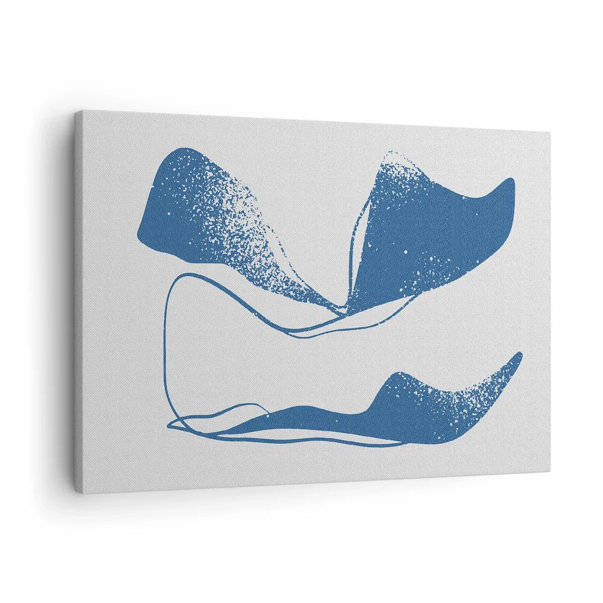 Quadro em tela - Formas abstratas em tons de azul sobre fundo branco - 70x50cm - Abstração alada - Decoração de parede moderna para a sala de estar e quarto ARTTOR
