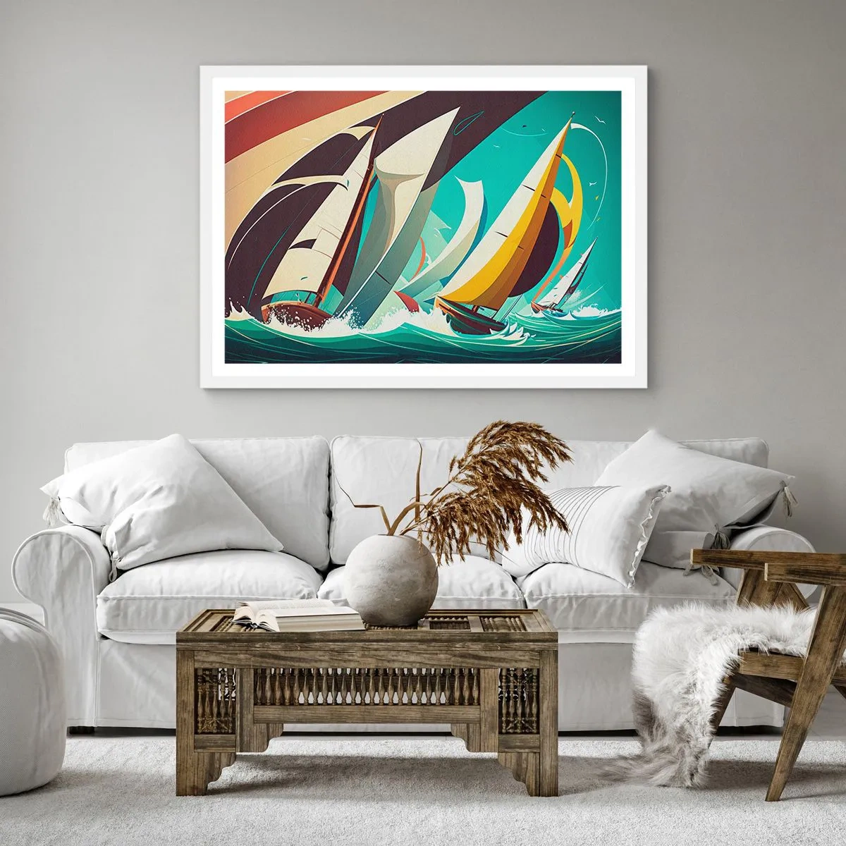 Pôster em moldura branca - Boa sorte com os elementos - 60x60 cm