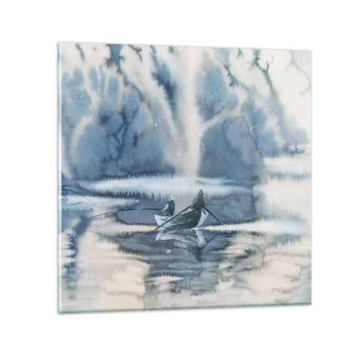 Quadro em vidro - Pescadores no seu paraíso - 30x30 cm