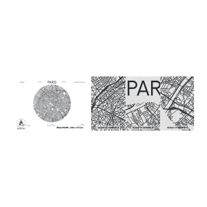 Amostra de papel de parede Premium Sand - Anatomia de Paris - Mapa, Paris, França - 100x30 cm