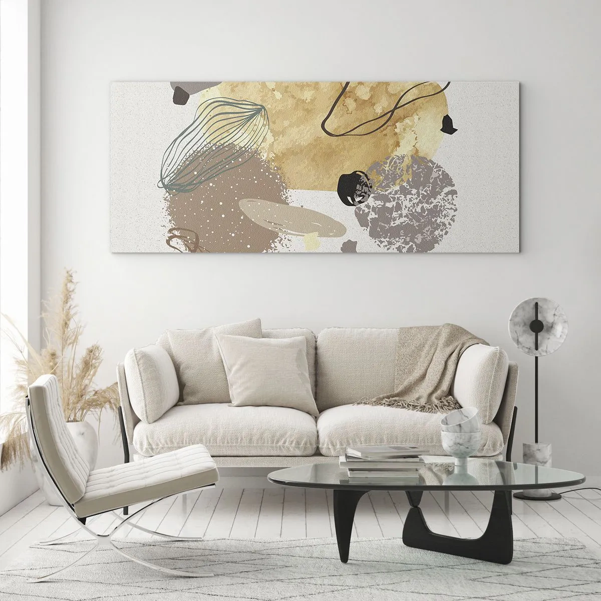 Quadro em vidro - Plumcologia aplicada - 100x40 cm