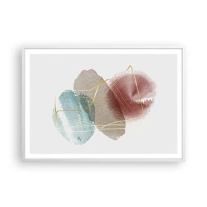 Pôster em moldura branca - Corais espaciais - 100x70 cm