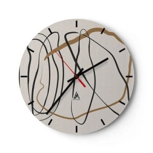 Relógio de parede - Relógio em vidro - Linhas abstratas e dançantes sobre um fundo claro - 30x30cm - Composição – dança em loop - Decoração de parede moderna para a sala de estar, cozinha e quarto ARTTOR