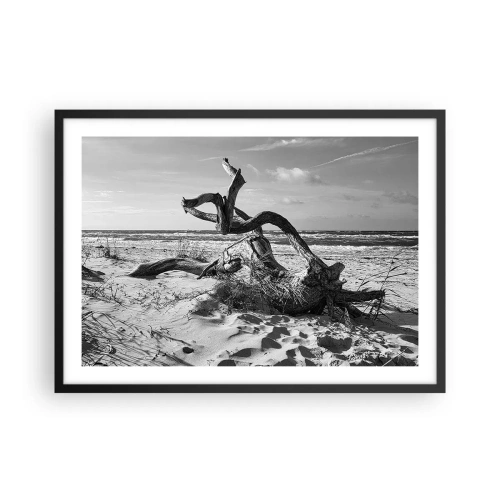Pôster com moldura preta - Escultura do mar - 70x50 cm