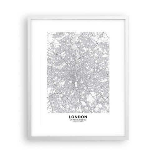 Pôster em moldura branca - Mapa do labirinto de Londres - 40x50 cm