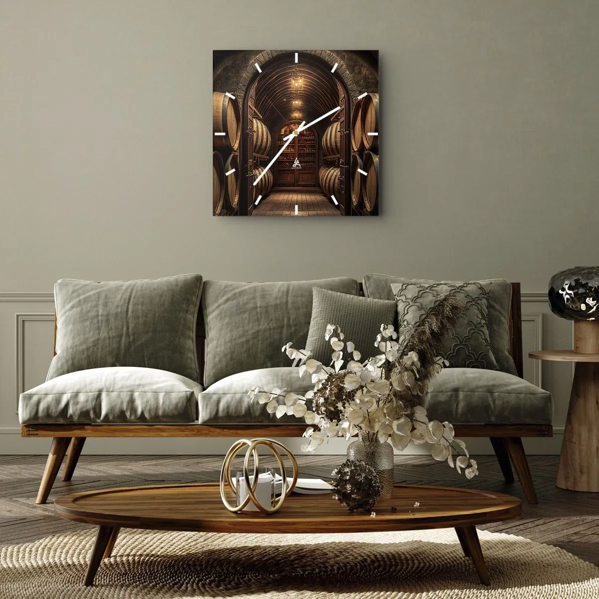 Relógio de parede - Relógio em vidro - Porão atmosférico - 40x40 cm