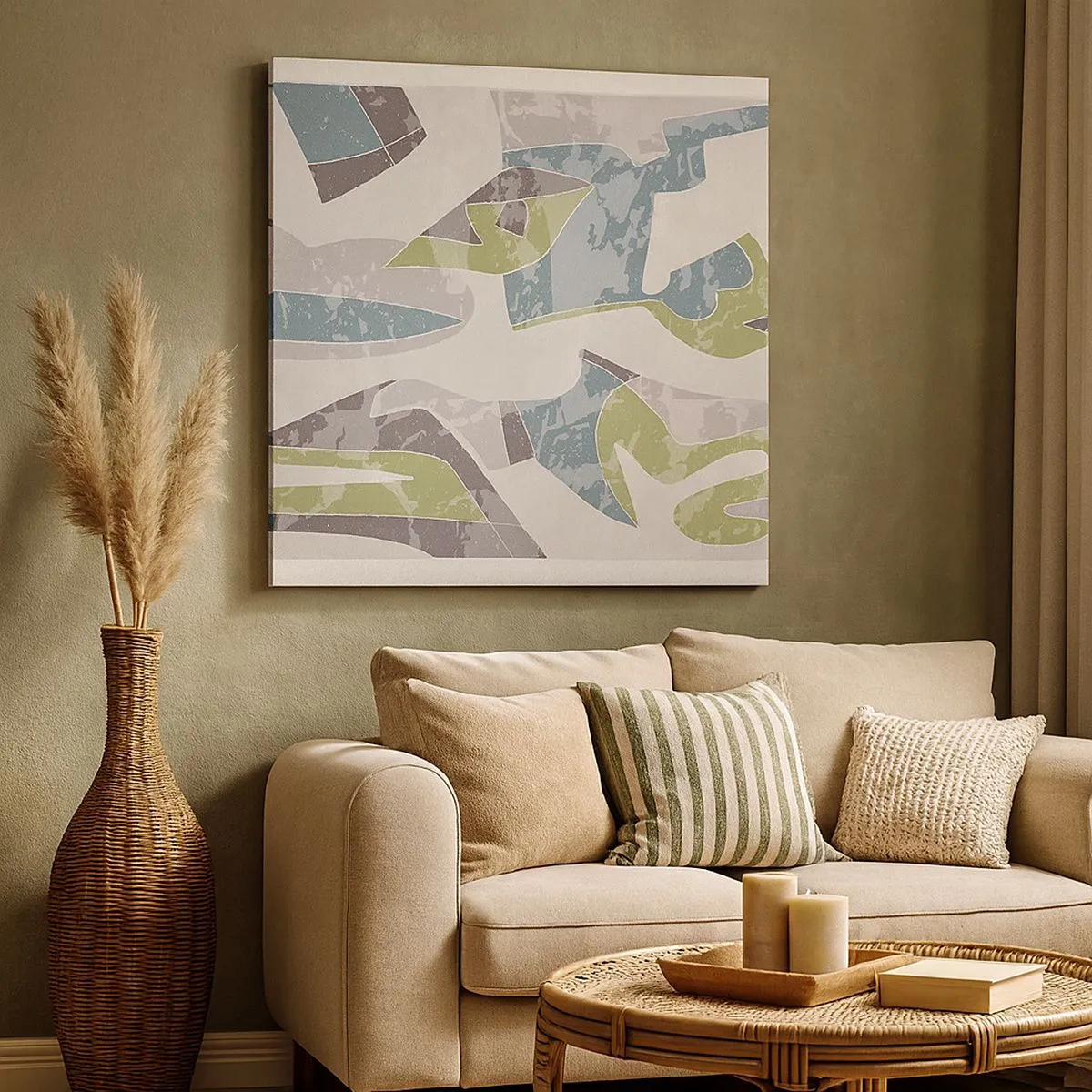 Quadro em tela - Composição atrás do vidro - 30x30 cm