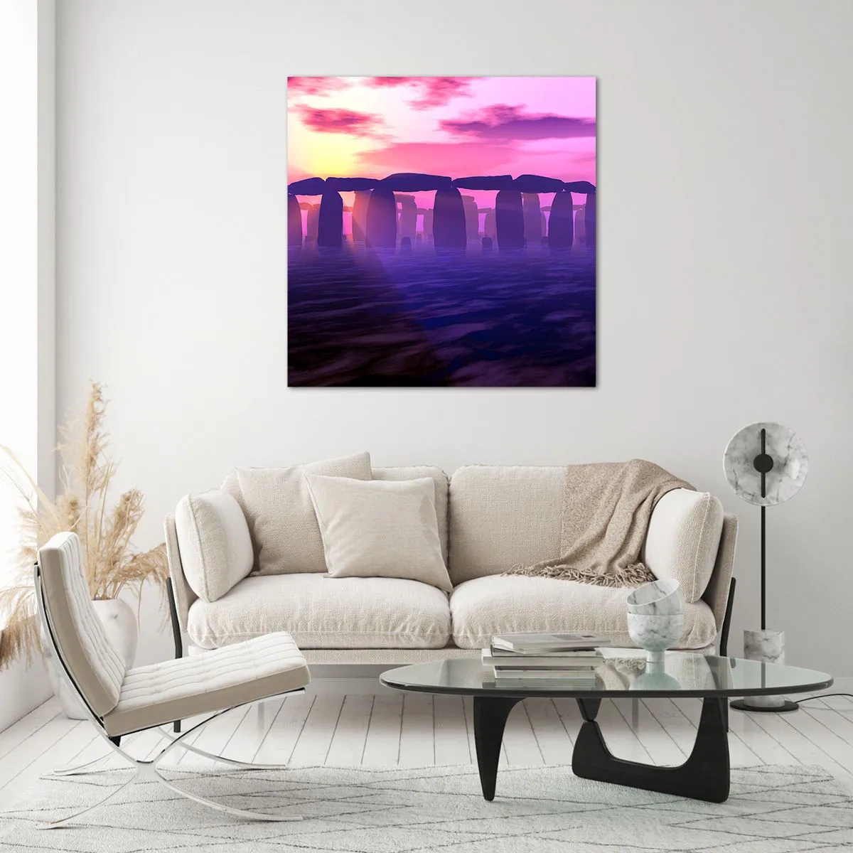 Quadro em vidro - O mistério do amanhecer no nevoeiro - 60x60 cm