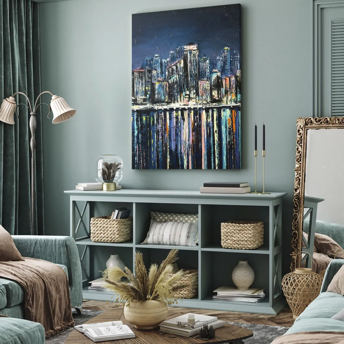 Quadro em tela - Cascata de luzes - 80x120 cm