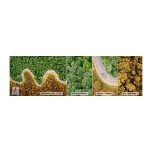 Amostra de papel de parede Premium Canvas - Fronteiras e descobertas - Paisagem, Estrada do carro, Floresta - 100x30 cm