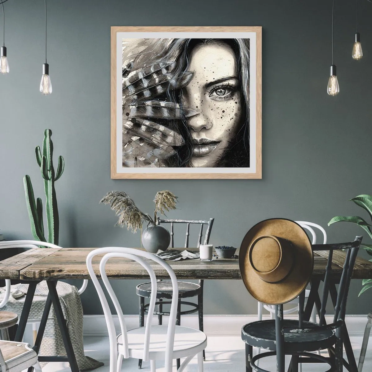 Pôster com moldura de carvalho claro - Beleza selvagem - 60x60 cm