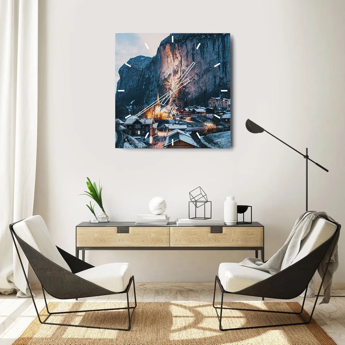 Relógio de parede - Relógio em vidro - O espírito luminoso do inverno - 40x40 cm